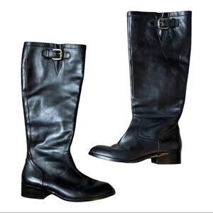 Lauren Ralph Lauren Black Leather Pull‎ On Boots